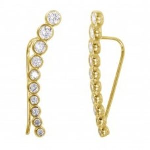 sterling silver 925 gold plated cz drop earrings